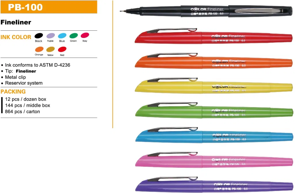 Snowhite Fineliner Pens Marker Pen School Supplies for Teachers & Students Assorted Fashion Colors 12CT