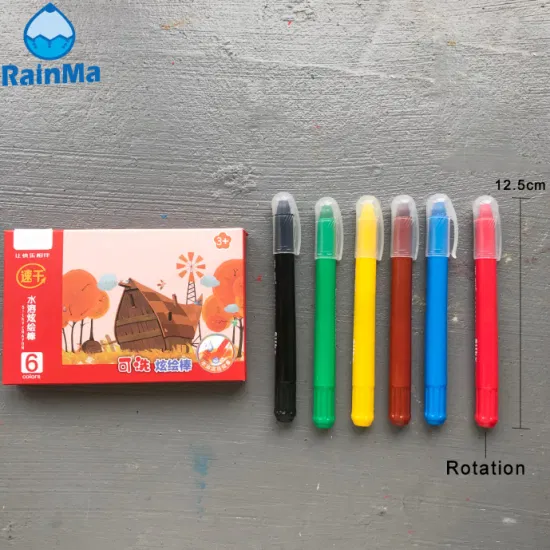 Crayon Wex en Gel lavable et soyeux, 6 couleurs, Crayons de peinture pour enfants à séchage rapide