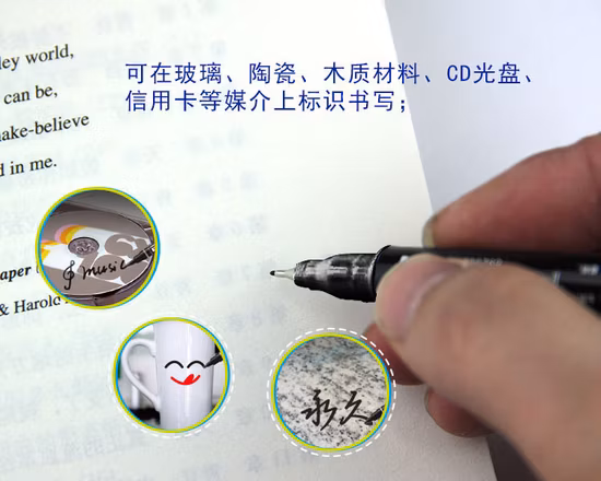 Office Supply Snowhite Marqueurs permanents à double pointe avec pointe audacieuse et feutre fin, faible odeur, sûr, encre permanente de haute qualité pour le marquage et le surlignage, noir